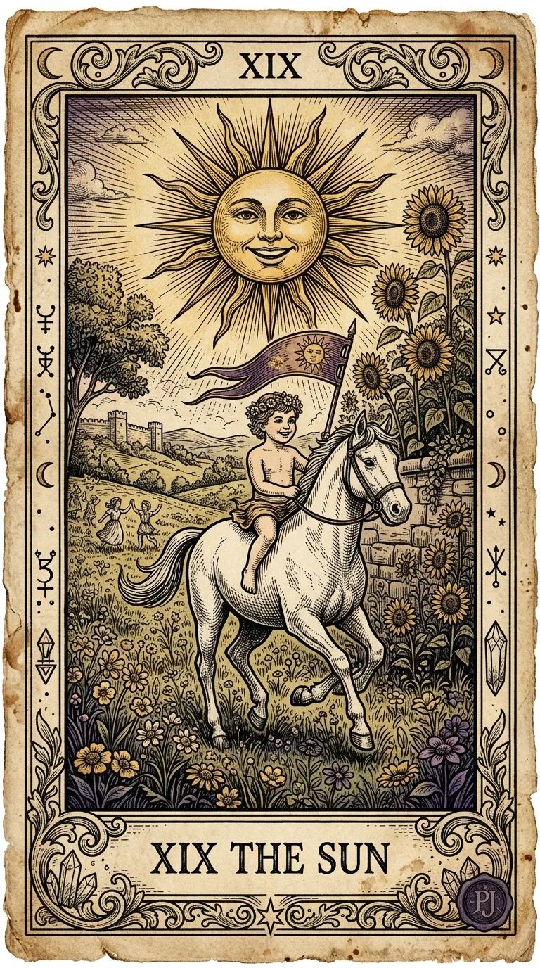 The Sun tarot card illustration