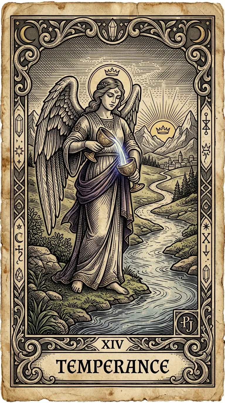 Temperance tarot card illustration