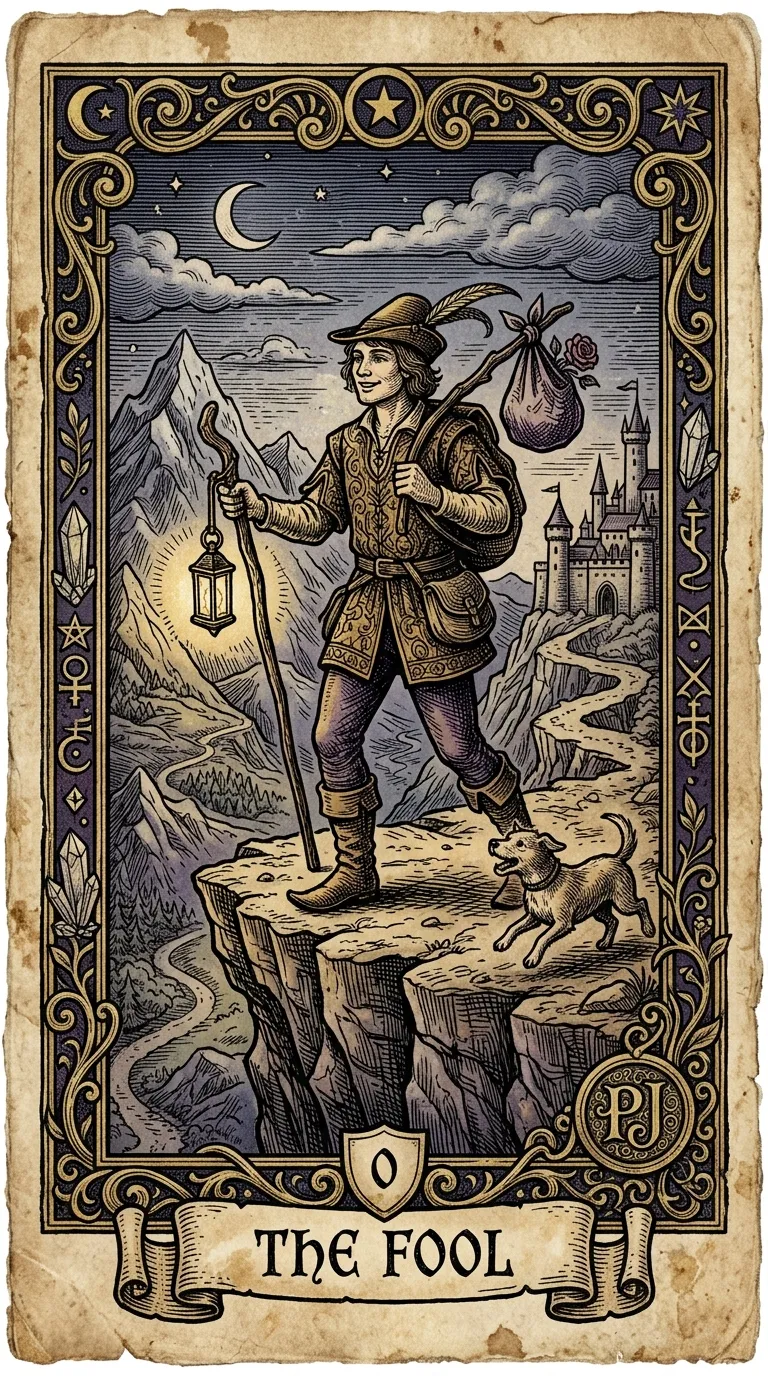 The Fool tarot card illustration