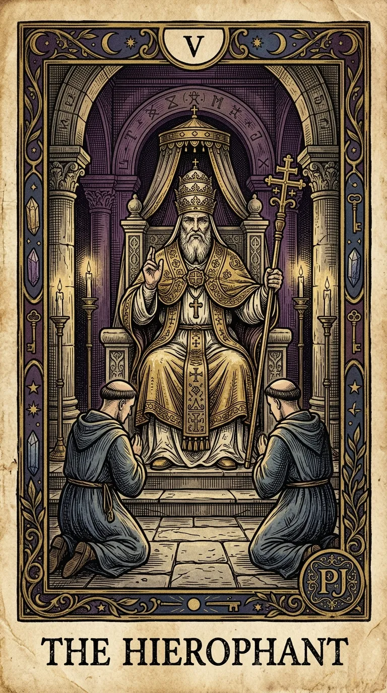 The Hierophant tarot card illustration
