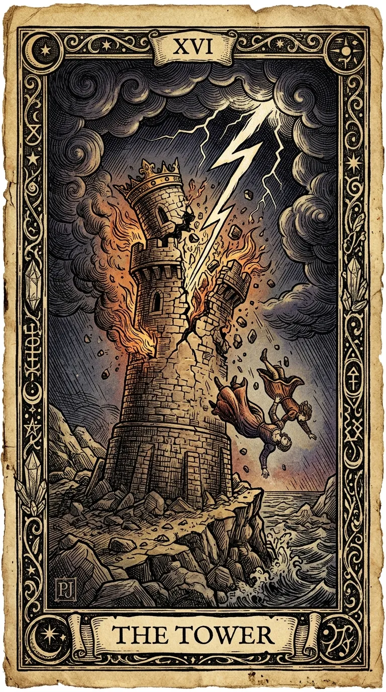 The Tower tarot card illustration