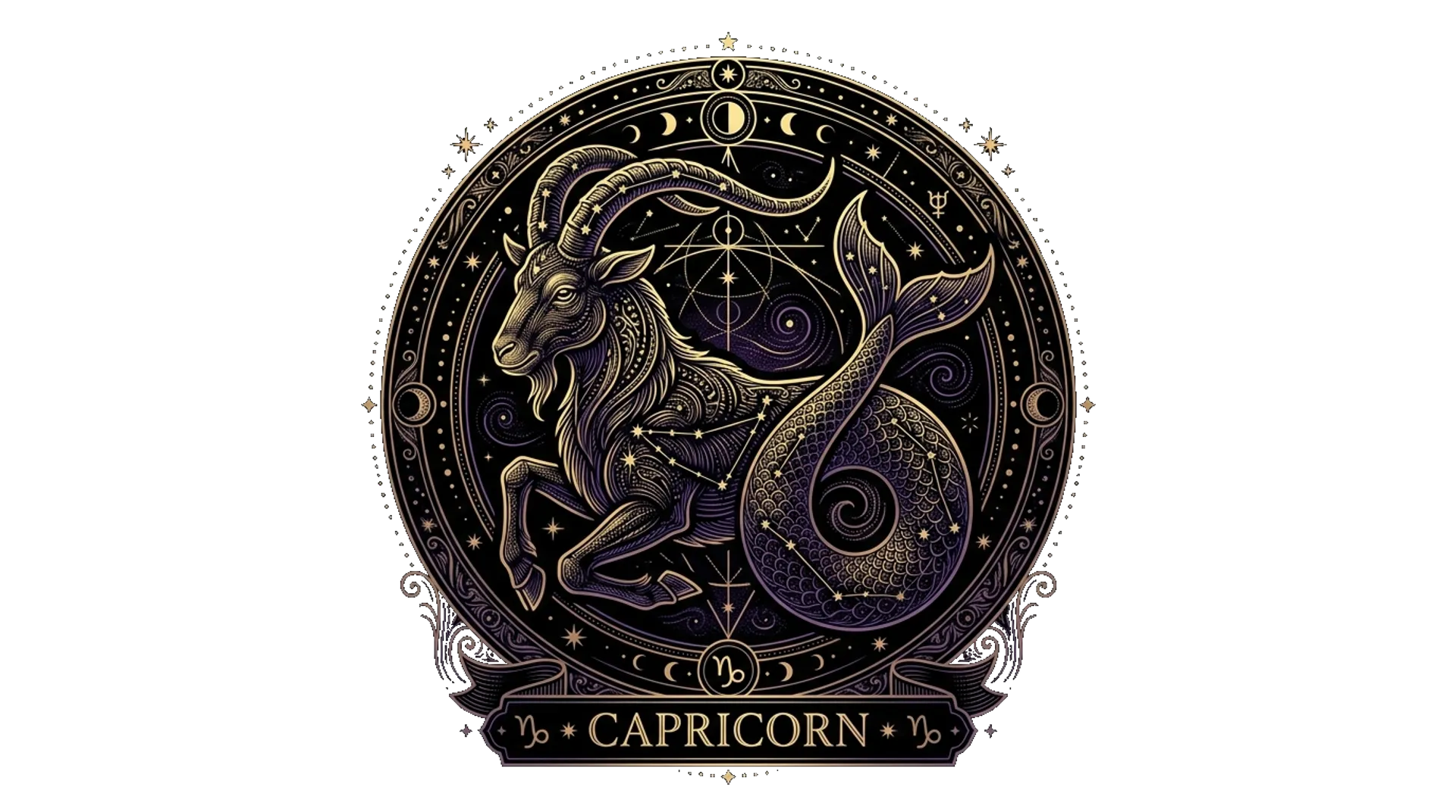 Capricorn zodiac sign illustration